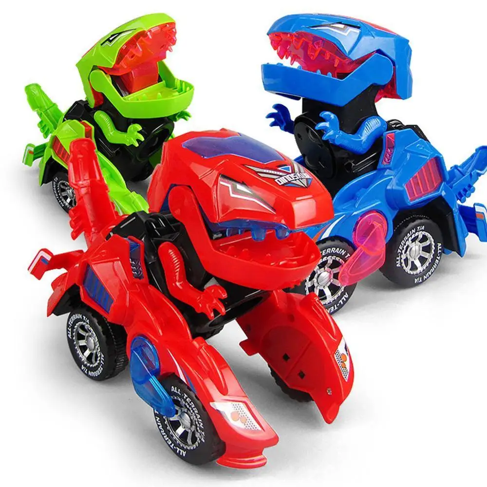 

Car Toy Deformation Electronic Dinosaur Car Toy Universal Wheel Transformation Robot Vehicle With Lights Sounds Gift for Kids