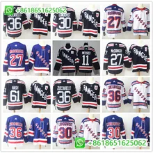 Мужская Хоккейная Футболка New York Henrik Lundqvist Mats zucarello Rick Nash Ryan McDonagh