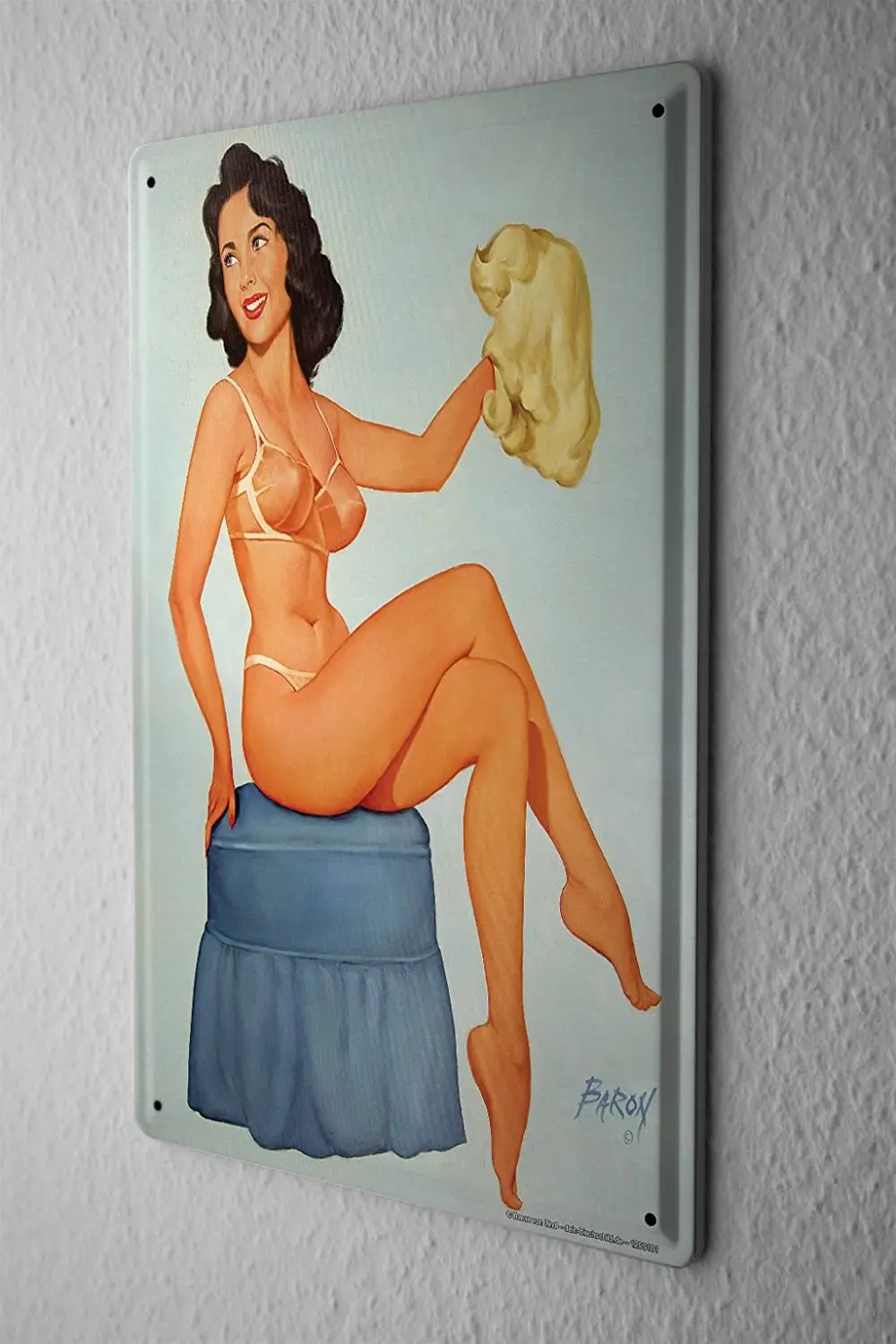 

LEotiE SINCE 2004 Wig Stool Lingerie Tin Sign Metal Plate Decorative Sign Home Decor Plaques 20x30