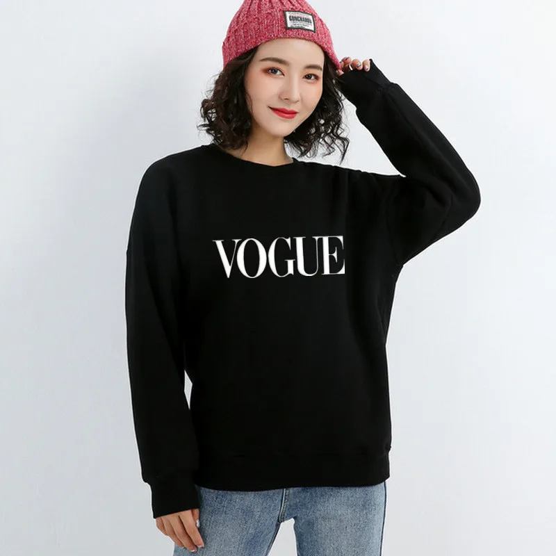 

2019 Fashion Women's Plus Size S-3XL Fashionable Long Sleeve Casual Sweatshirt Printing VOGUE Print Kawaii Sweatshirt Clothing