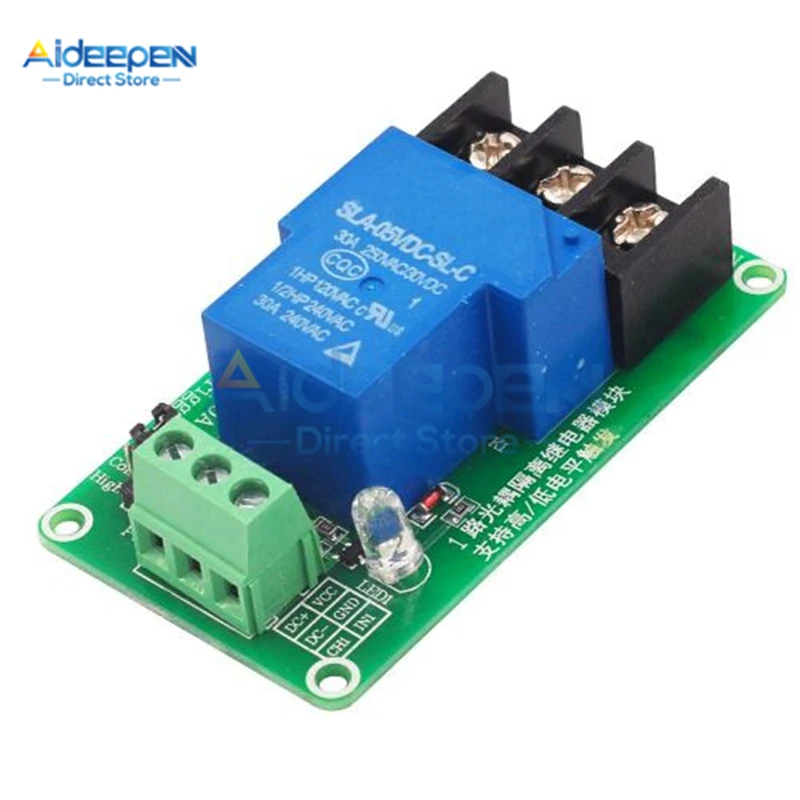

1 Channel 5V 12V 24V 30A Relay Module With Optocoupler Isolation Support High/Low Level Trigger Large Current Without Guide Rail
