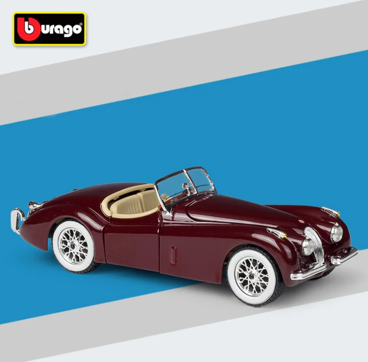 Bburago 1:24 Jaguar XK120 Roadster Красное вино автомобиль литый под давлением классический