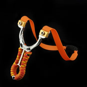 

Powerful flat leather alloy slingshot outdoor traditional stainless steel sports high precision flat slingshot