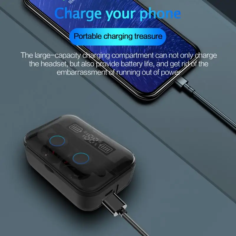 TWS Wireless Sports Headset Stereo Bluetooth 5 0 Headphone With LED Display Charging case breathing light Support iOS Android