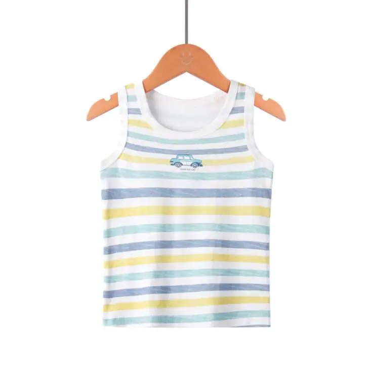 tank top girl cute	 Summer Tank Top For Kids Cotton Vest Bamboo Tank Top For Boys Undershirt Printed Boys Underwear Teenager  Singlets Top kid t shirt designs