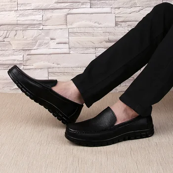 

Genuine Leather Men Casual Shoes slip on Luxury Brand Men Loafers Trend Adult Moccasins Black Formal Shoes men big szie 48