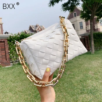 

[BXX] Weave Design PU Leather Shoulder Bags For Women 2020 Spring Crossbody Bag Travel Chain Handbags and Purses Summer HM428