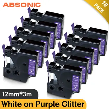 

Absonic For DYMO COLORPOP 12mm Label Tape 2056094 White on Purple Glitter Printer Ribbon D1 Tape For DYMO Label Maker LM 160 280