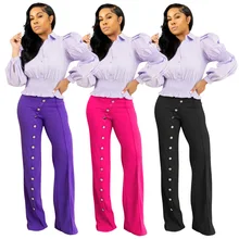 

RStylish Wide Leg Casual Pant Women High Waist Stretch Flare Pants Streetwear Solid Color Long Trousers