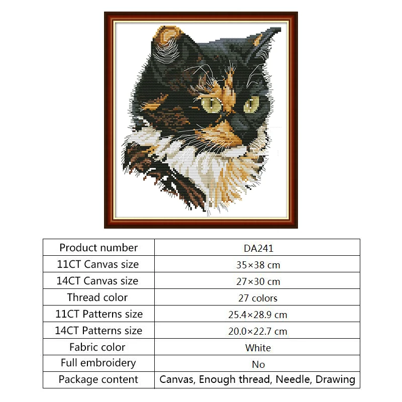cross stitch DA241 Набор для вышивания крестиком с рисунком кота DMC, хлопковая нить, напечатанная на холсте, Набор для вышивания крестиком, сделай сам, наборы для рукоделия, домашний декор - Цвет: cross stitch DA241