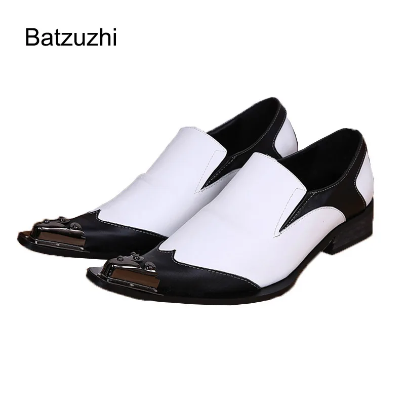 Batzuzhi Man's Genuine Leather Shoes Black White Business Party Leather Dress Shoes Men Formal Flats Oxfords Zapatos Hombre