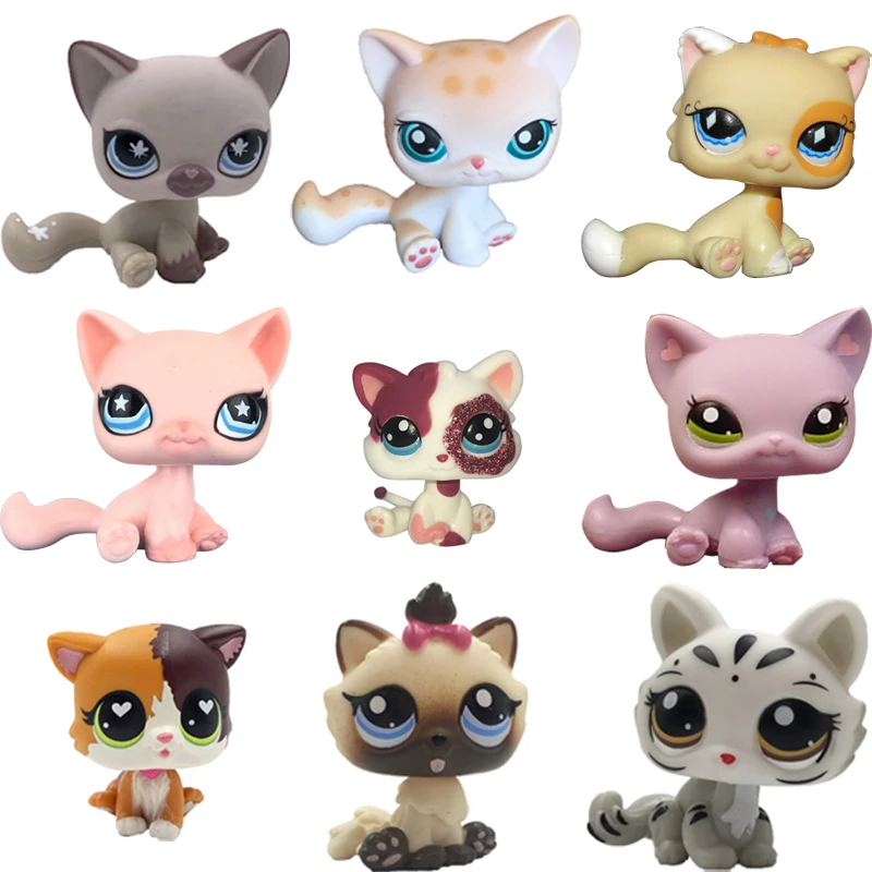 Лпс стоячки кошки Игрушки для кошек lps, редкие подставки, маленькие короткие волосы, котенок, розовый#2291, серый#5, черный#994,, коллекция фигурок для питомцев