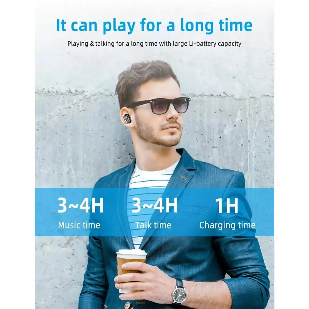 Bluetooth наушники HiFi сабвуфер сенсорное управление 1h 10m наушники 20-2 кГц 280 мАч, 3,7 в с зарядкой 16 3-4h чехол