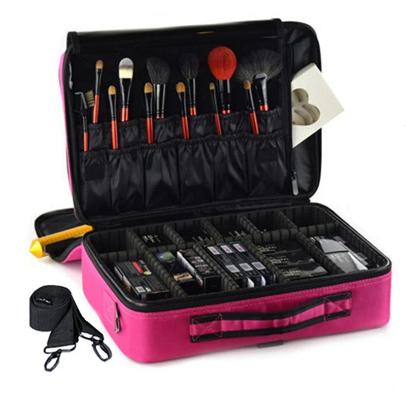 

Professional Female Makeup Bag Travel Women Beauty Cosmetic Bag Multi-partition multi-pocket Multi-layer make up Toolbox Bag