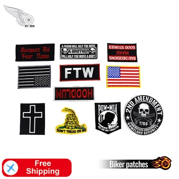 

Hot Sale Set Funny Embroidery Patch Customize Design FTW Flag Cross Cool Stickers Iron on Badge 11pcs/ Set Punk Hippie Accessory