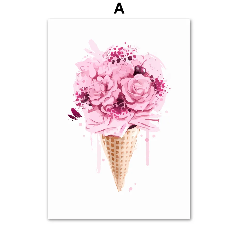Pink-Flamingo-Flower-Ice-Cream-Love-Quote-Wall-Art-Canvas-Painting-Nordic-Posters-And-Prints-Wall (3)