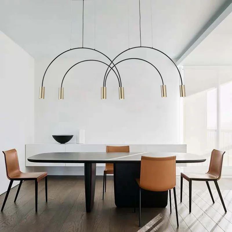 Nordic Post-modern Minimalist Line Chandelier Personality Creative Model Room Restaurant Dining Table Coffee Shop Bar Chandelier