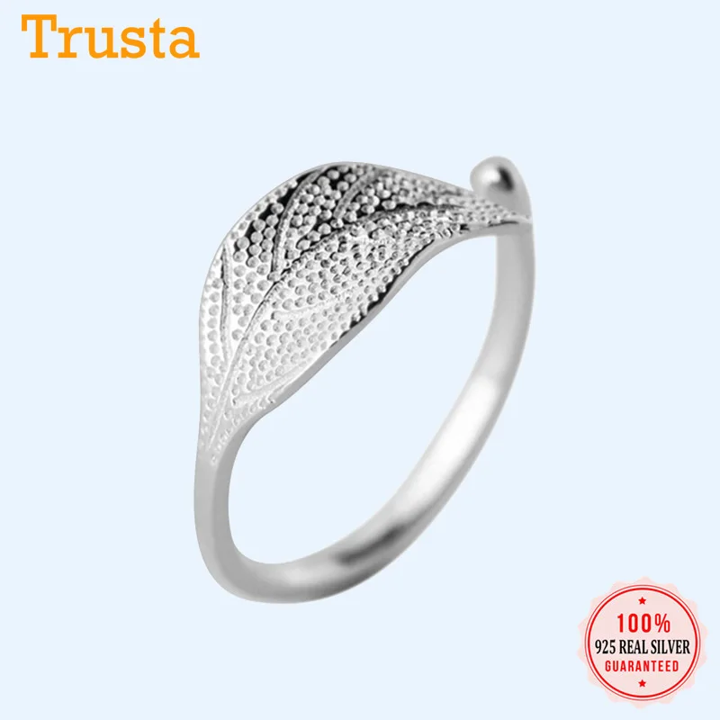 Trusta, новинка,, 925 пробы, серебряное кольцо в форме листа, женская мода,, ювелирные изделия, открытый размер, Коктейльные кольца, DS502