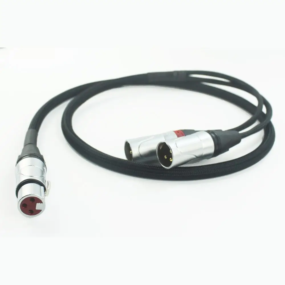 XLR Female to Dual XLR Male Silver Plated Audio Headphone Adapter Cable 3 FT 1M Female to Male