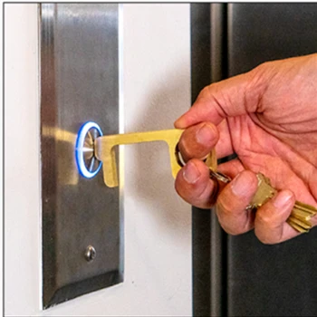 

1Pc Portable Press Elevator Tool Hygiene Hand Antimicrobial Alloy EDC Door Opener Door Handle Key Metal Portable Door Opener