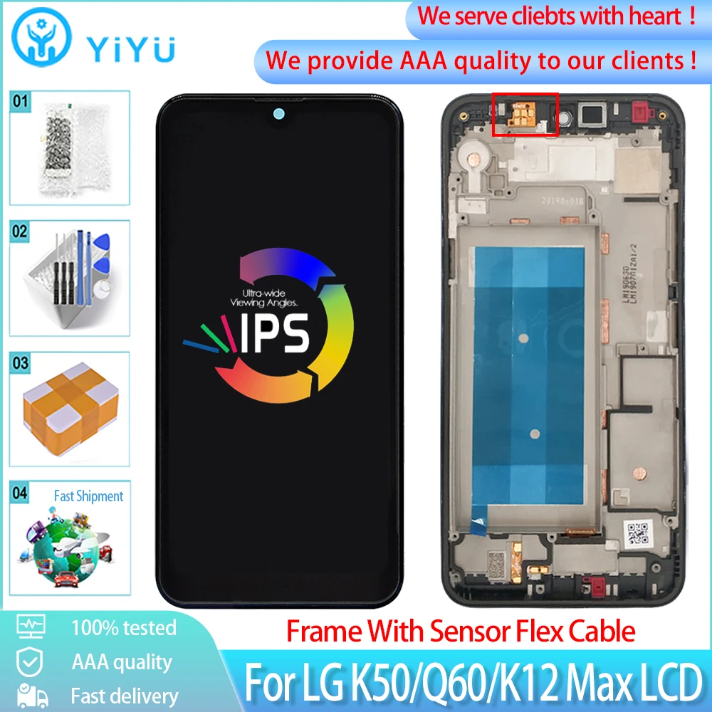 6.26&quot Original Screen For LG K50 Q60 K12 Max LCD Display Touch Panel Digitizer Assembly With Frame Replacement Free Tools | Мобильные