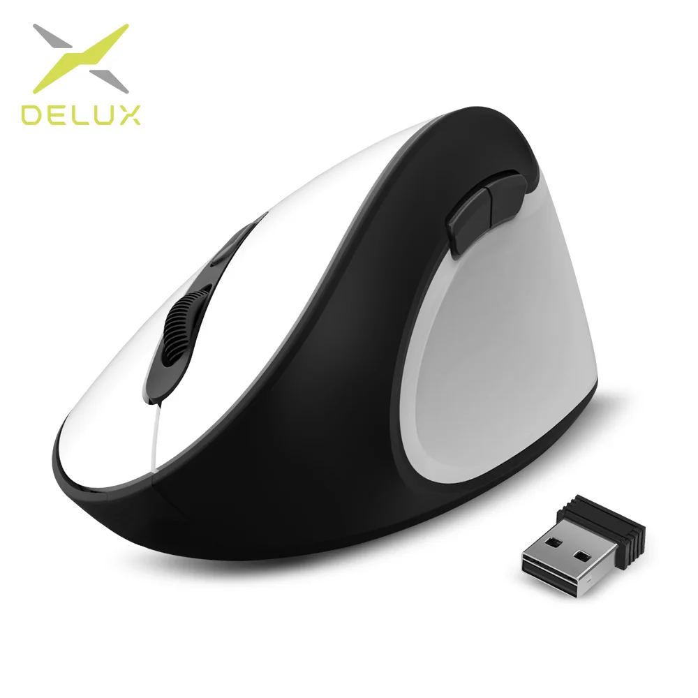 M618SE white Delux M618SE 2,4G беспроводная мышь 6 кнопок 1600 dpi эргономичная Вертикальная оптическая офисная компьютерная мышь Беспроводная для ПК ноутбука - Цвет: M618SE white
