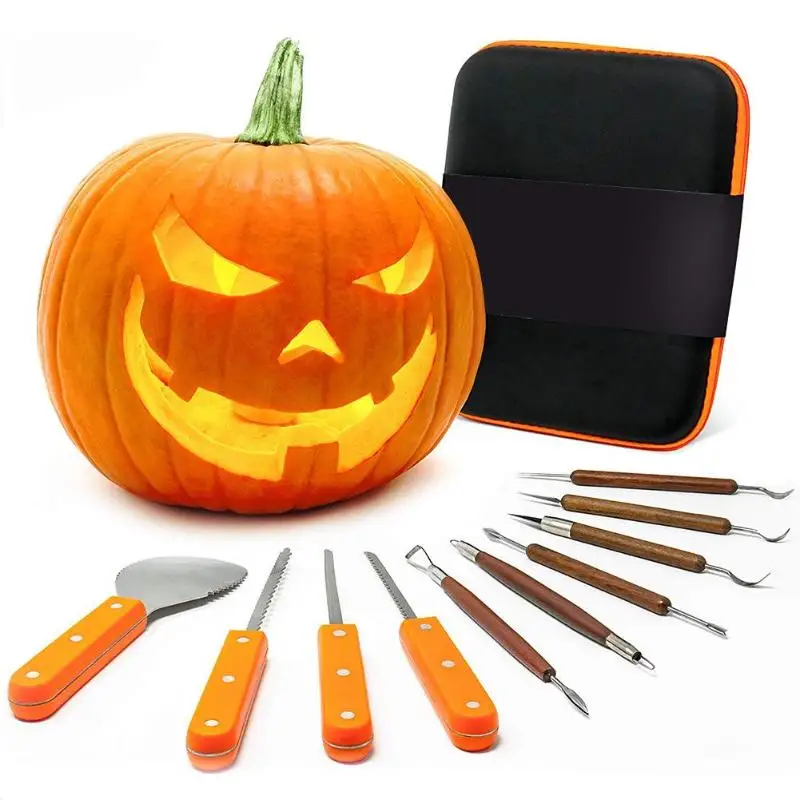 

Halloween Pumpkin Carving Tools Cutters Stainless Steel Wood Handle Pottery Set Fruit Vegetable Carving Knife Kitchen Kits