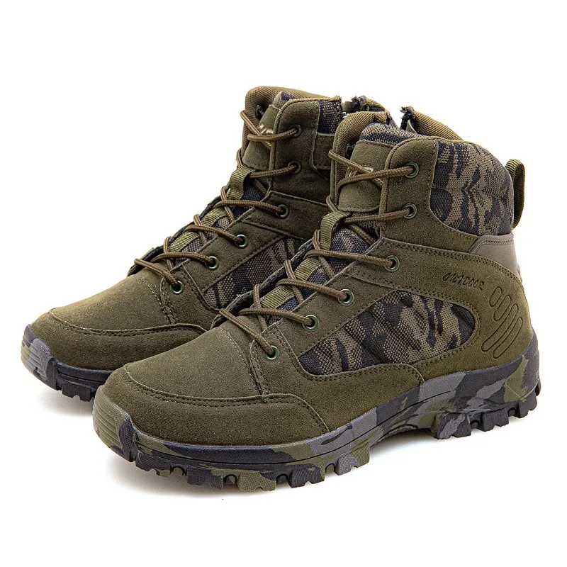 Army Green 02 Сезон зима-осень; мужские высококачественные брендовые кожаные ботинки в стиле милитари; специальные тактические ботинки для пустыни; ботинки для улицы; зимние ботинки - Цвет: Army Green 02