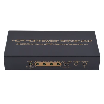 

4K 60Hz HDR HDMI Converter Adapter Splitter 2 In 2 Out Scale Down Converter Adapter for PS4 HDTV IPTV PC Computer
