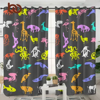 

BeddingOutlet Alphabet Blackout Curtain Letters Bedroom Curtain for Kids Colorful Modern Curtain Cartoon Animal Window Treatment