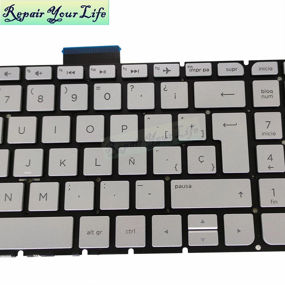 Teclado sp po Backlit para hp Pavilion Teclados Prateados Espanhol es la Layout Português Novo Original Nsk Cw5bc 15 ab 15-ak 15-bc - Imagem 4