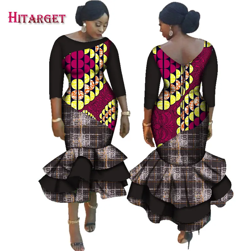Новинка Дашики Африканский Базен Riche платья для женщин каскадные гофрированные платья Vestidos размера плюс африканская женская одежда WY2518 - Цвет: 15