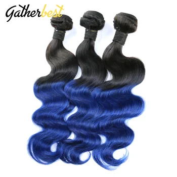 

Ofertas Ombre Hair Bundles Brazilian Body Wave 1B/Blue 1/3/4Pcs Human Hair Bundles Deals Ombre Bazilian Virgin Hair Weave Bundle