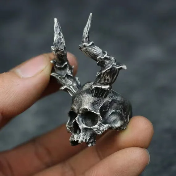 316L Stainless Steel Skull Ring Horned Satan Devil Punk Biker Rings for Men Male Jewelry Boyfriend Gift finger ring stainless steel ring