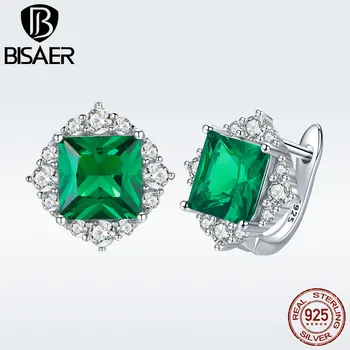 

BISAER Wedding Cubic Zirconia Crystal Wedding Earrings for Brides 925 Sterling Silver Fashion Statement Jewelry GXE540