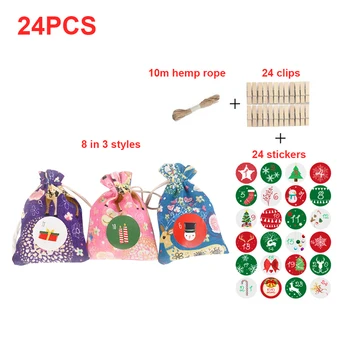 

Drawstring Burlap Jewelry With Clip Candy Storage Gift Bag Set Christmas Party Snacks DIY Cute Wrapping Holiday Decorations
