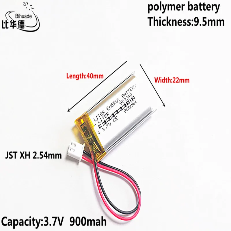Литий-полимерная аккумуляторная батарея 3 7 в 900 мАч 952240 JST XH 2 54 мм для Mp3 наушников