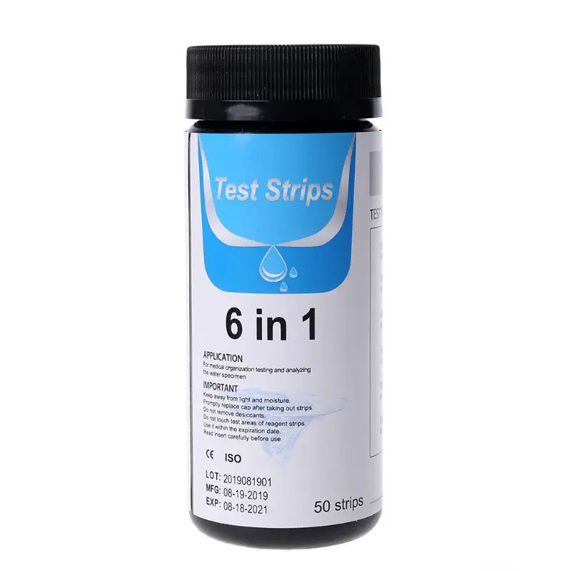 50 &100strips Water Test Paper 6in1 pH alkalinity Nitrite Chlorine Hardness 6in1 Test Strips for Pool,Aquarium water
