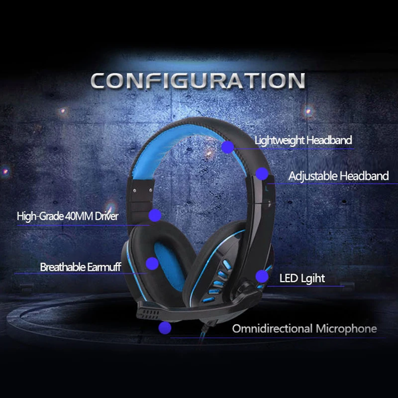 POHIKS 1pc Wired E sports Gaming Headset Luminous Surround Sound Headphone With Mic For PC PS4 Xbox One