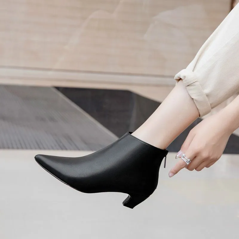 Boots Female Women Shoes Ankle 2020 New Autumn British Style Genuine Leather with Short Boots Elegant Lady Motorcycle Boots