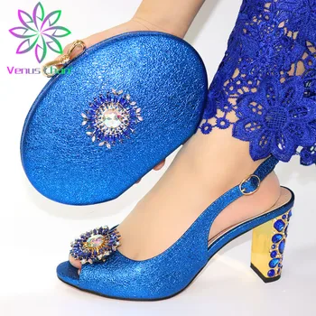 

Italian Shoes and Bags To Match Shoes with Bag Set Decorated with Rhinestone Nigerian Women Wedding Shoes set