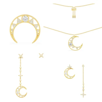 

MINA BEAR 2020Fashion Golden Crescent Necklace Earring Set Sweet Romantic Holiday Gift Elegant Lady Glamour Light Luxury Jewelry
