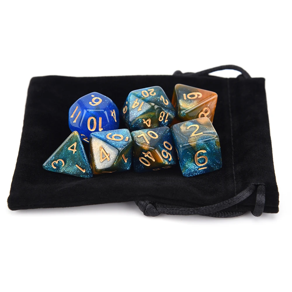 Новая Туманность игральные кости DnD набор с чёрный мешок с кулиской для DnD MTG Настольный RPGs игры