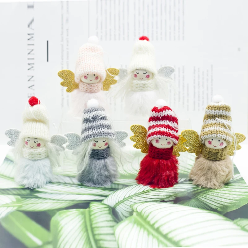 

Cute Christmas Angel Wings Pendant Christmas Tree Cloth Doll Ornaments Party Decorations For Home Xmas Plush Toys Kids Gift