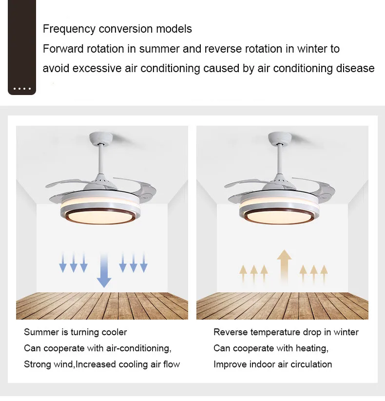 LED Ceiling Fan Light Living Room LED Restaurant Modern Minimalist ceiling fan Remote Control Home Ceiling Fan with Lights