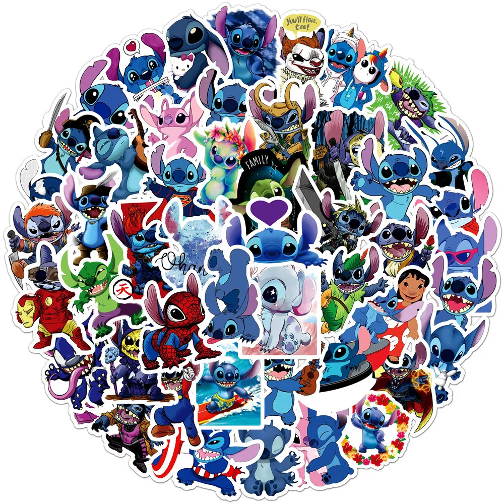 50Pcs Lilo & Stitch Stickers Waterproof Vinyl Stickers for Water Bottle  Luggage Bike Car Decals (Stitch)