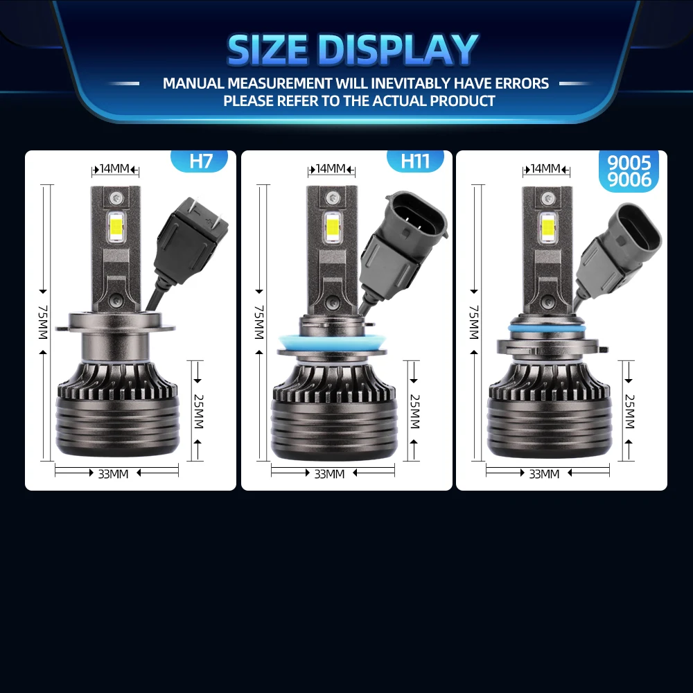 

2Pcs H11 LED 10000LM 8000K H7 LED Car Headlights Bulbs auto Led 9005 HB3 9006 HB4 H8 H9 H11 ED Bulb Turbo headlamps 12V 24V