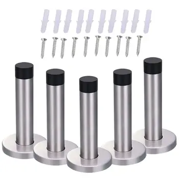 

Stainless steel Sliver Wall Mounted Door Stop Stopper Rubber Holder Catch Floor Fitting With Screws For Bedroom Family Home