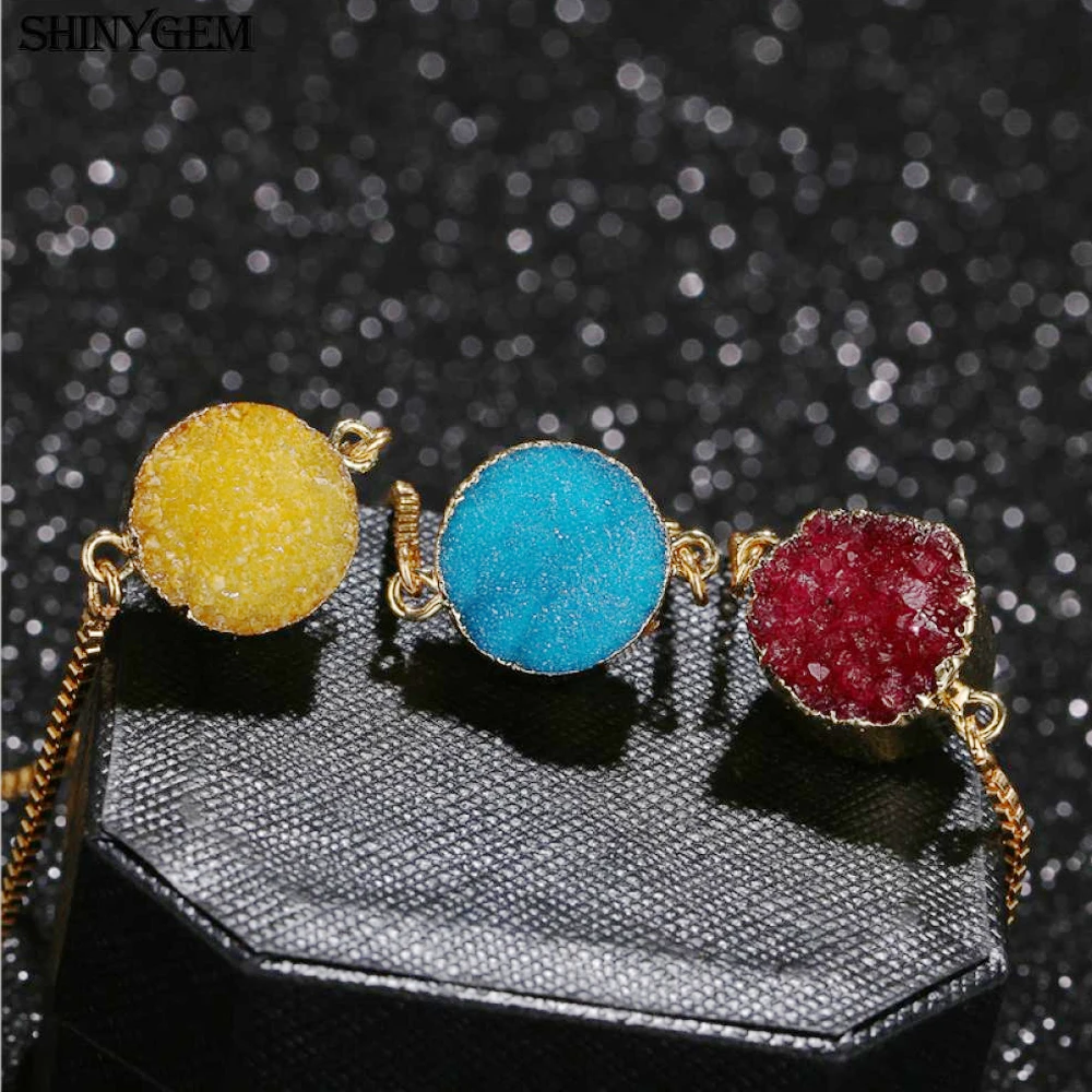 Модные браслеты ShinyGem с подвесками из драгоценных камней Круглый браслет