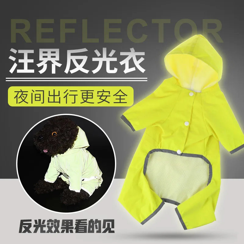 

New Style Spring And Summer Dog Clothes Big Dog Waterproof Raincoat Pet Reflective Dog Rain Coat